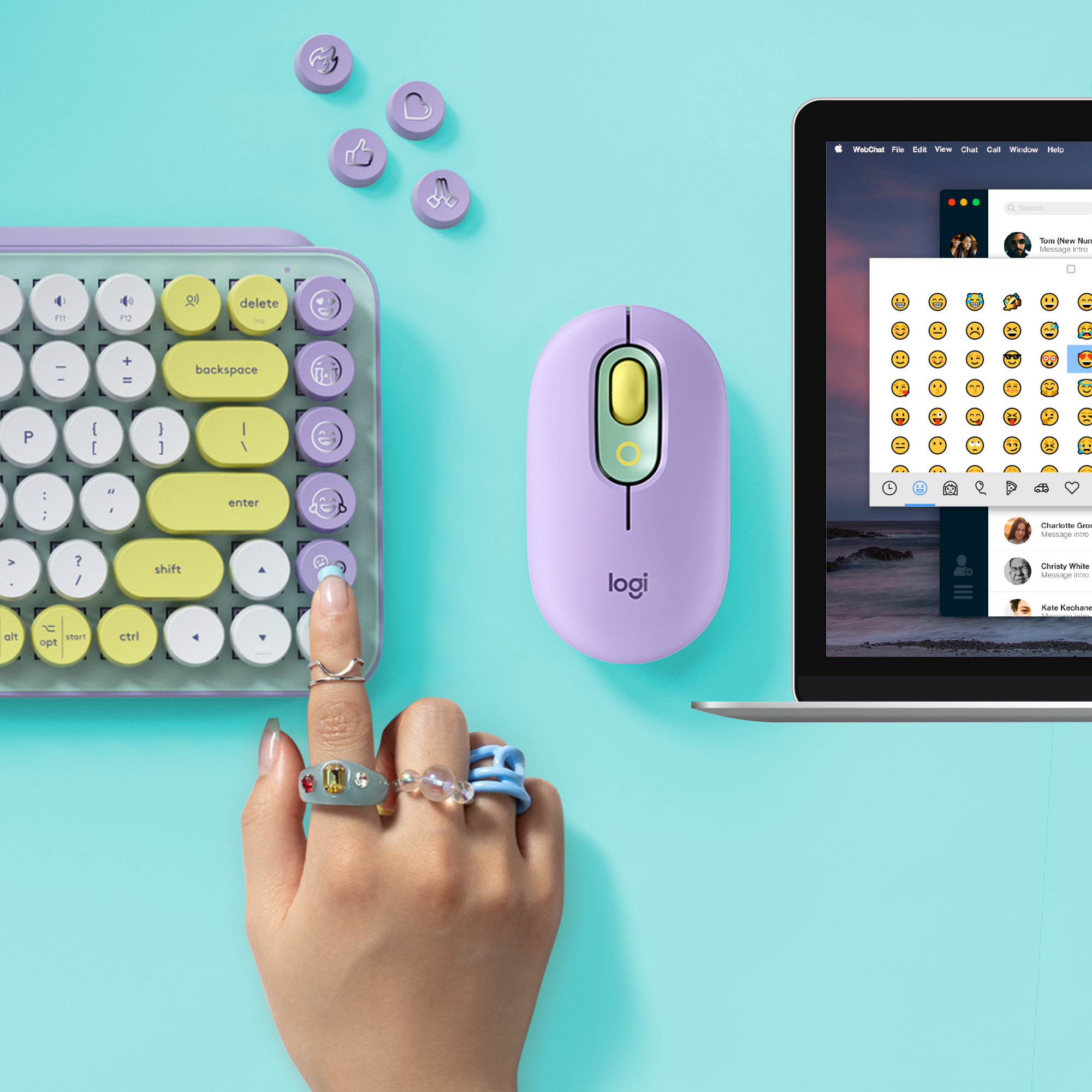 Logitech POP Keys - Tastatur - kabellos - Bluetooth 5.1, Bluetooth LE