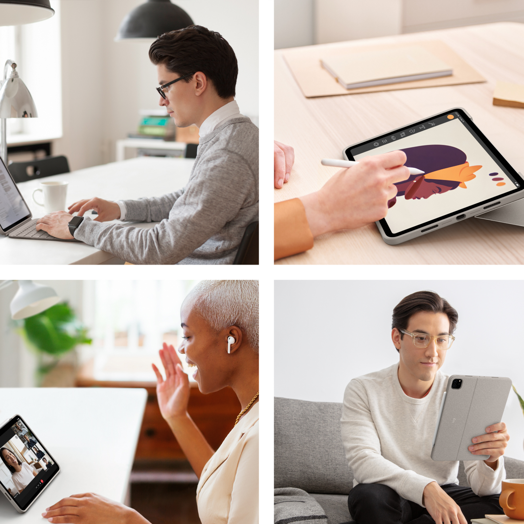 Logitech Combo Touch - Tastatur und Foliohülle - mit Trackpad - hintergrundbeleuchtet - Apple Smart
