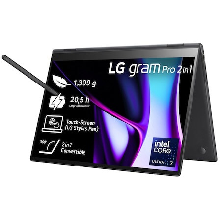 LG gram Pro 16 2-in-1 - 16" 2880x1800 Touch OLED, Core Ultra 7 155H, 16GB RAM, 1TB SSD, Win11 Pro