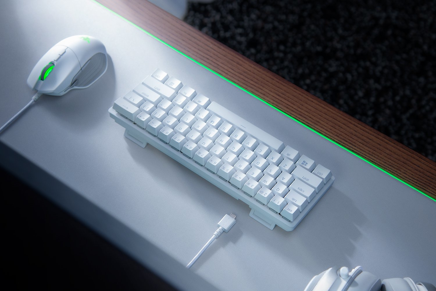 Razer Huntsman Mini, Kabelgebunden, USB, Optischer Schlüsselschalter, QWERTY, RGB-LED, Weiß