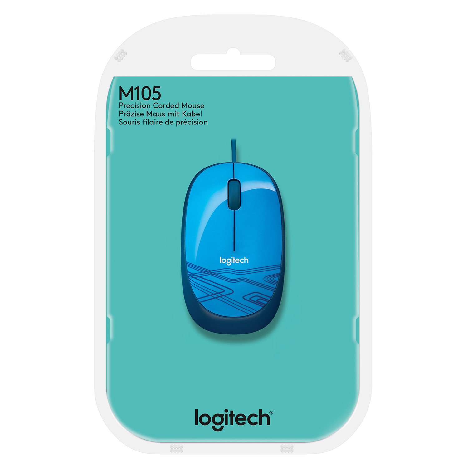 Logitech Mouse M105, Beidhändig, Optisch, USB Typ-A, 1000 DPI, Blau