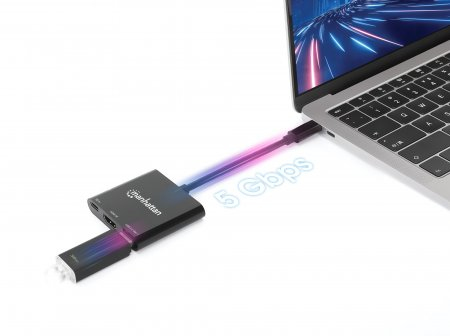 Manhattan USB-C Dock/Hub, Ports (x3): HDMI, USB-A and USB-C, With Power Delivery (100W)