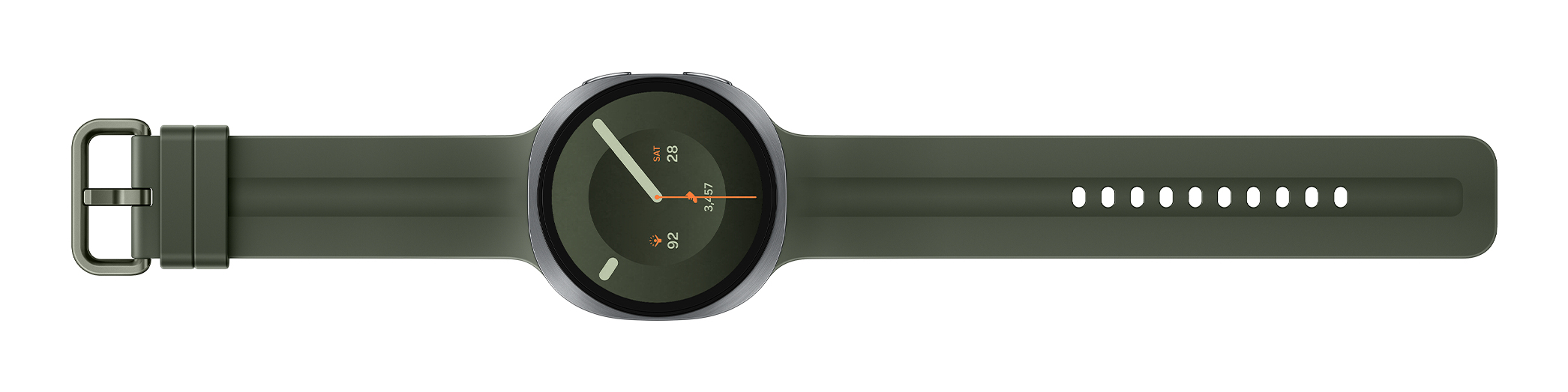 Samsung Galaxy Watch9 - 44 mm - silber - intelligente Uhr mit Sportband - Olive - Bandgröße: M/L - A