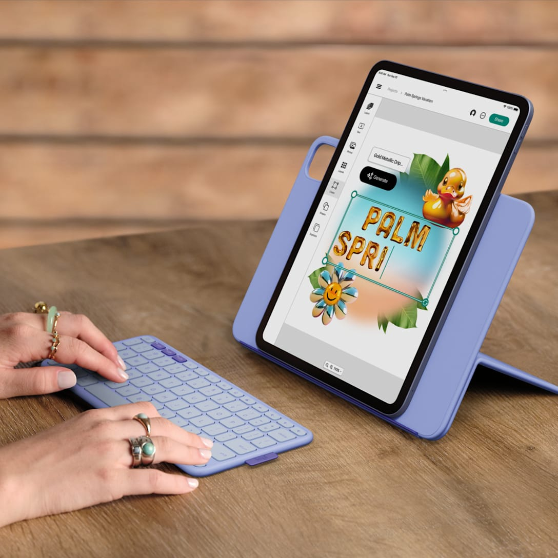 Logitech Flip Folio - Tastatur und Foliohülle - full size - kabellos - Bluetooth 5.1 LE - QWERTZ - D