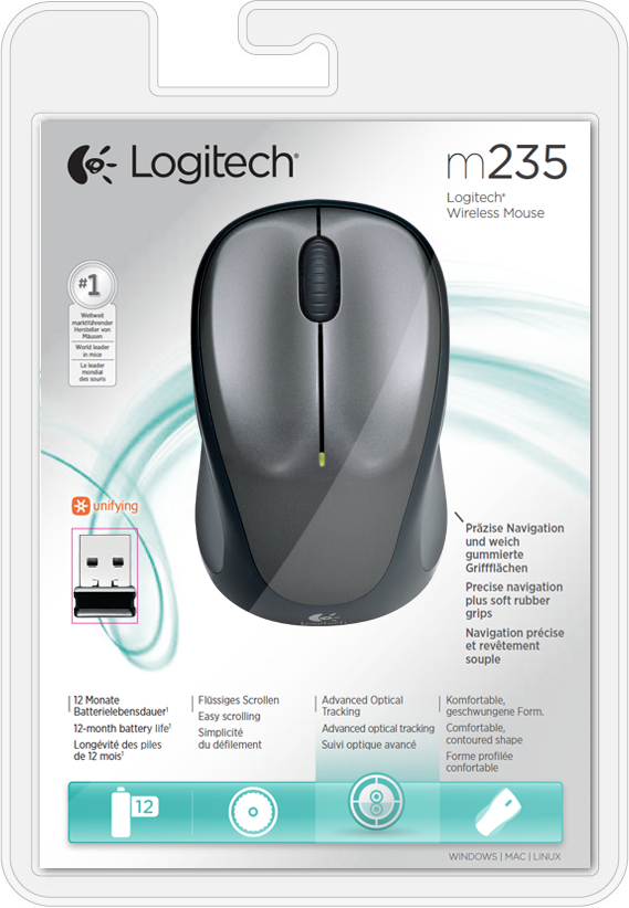 Logitech M235 Wireless Mouse silber, USB