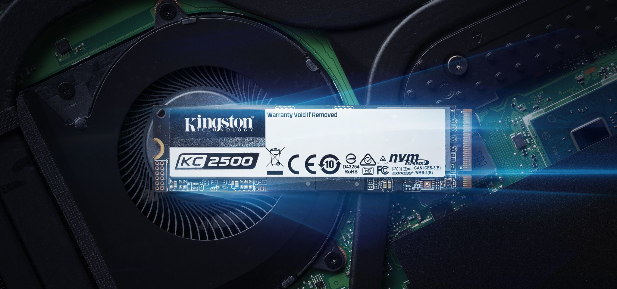 Kingston KC2500 - SSD - verschlüsselt - 2 TB - intern - M.2 2280 - PCIe 3.0 x4 (NVMe)