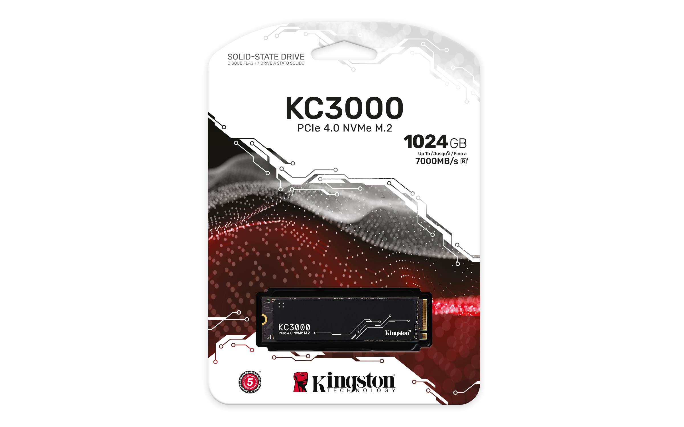Kingston KC3000 PCIe 4.0 NVMe SSD 1TB, M.2 2280 / M-Key / PCIe 4.0 x4, Kühlkörper