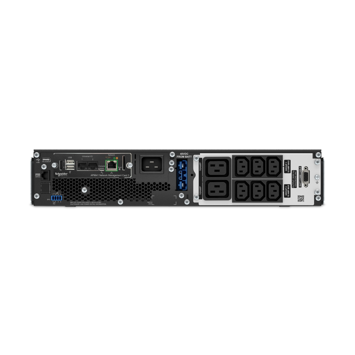 APC Smart-UPS On-Line, 3kVA, Rackmount 2HE, 230V, 6x C13+2x C19 IEC-Anschlüsse, Netzwerkkarte, mit S