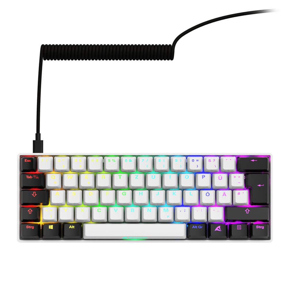 Sharkoon SGK50 S4, 60%, Kabelgebunden, USB, QWERTZ, RGB-LED, Weiß