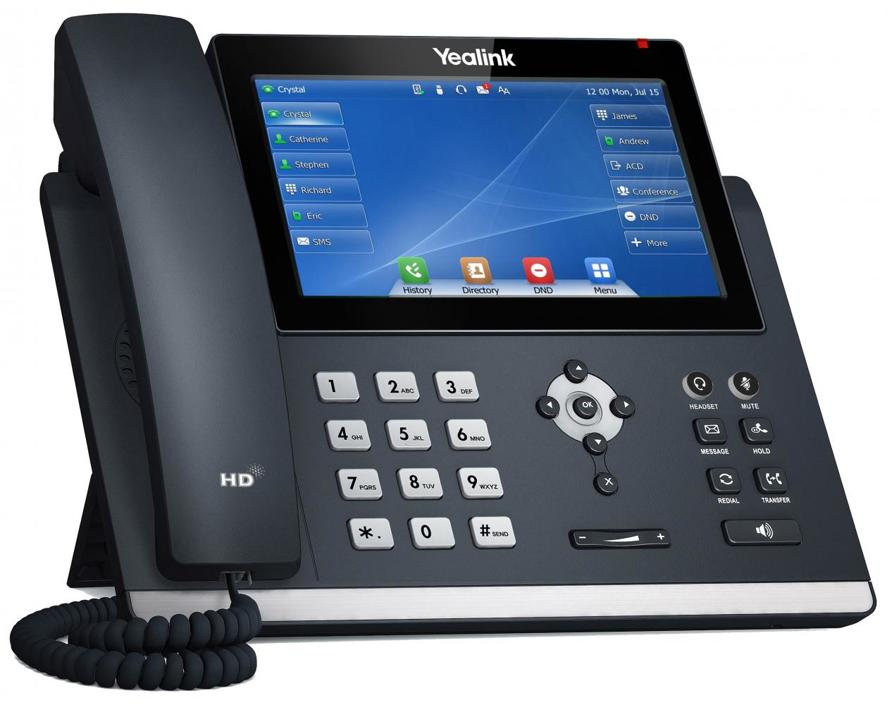 Yealink SIP-T48U, IP-Telefon, Grau, Kabelgebundenes Mobilteil, 1000 Eintragungen, LED, 17,8 cm (7")