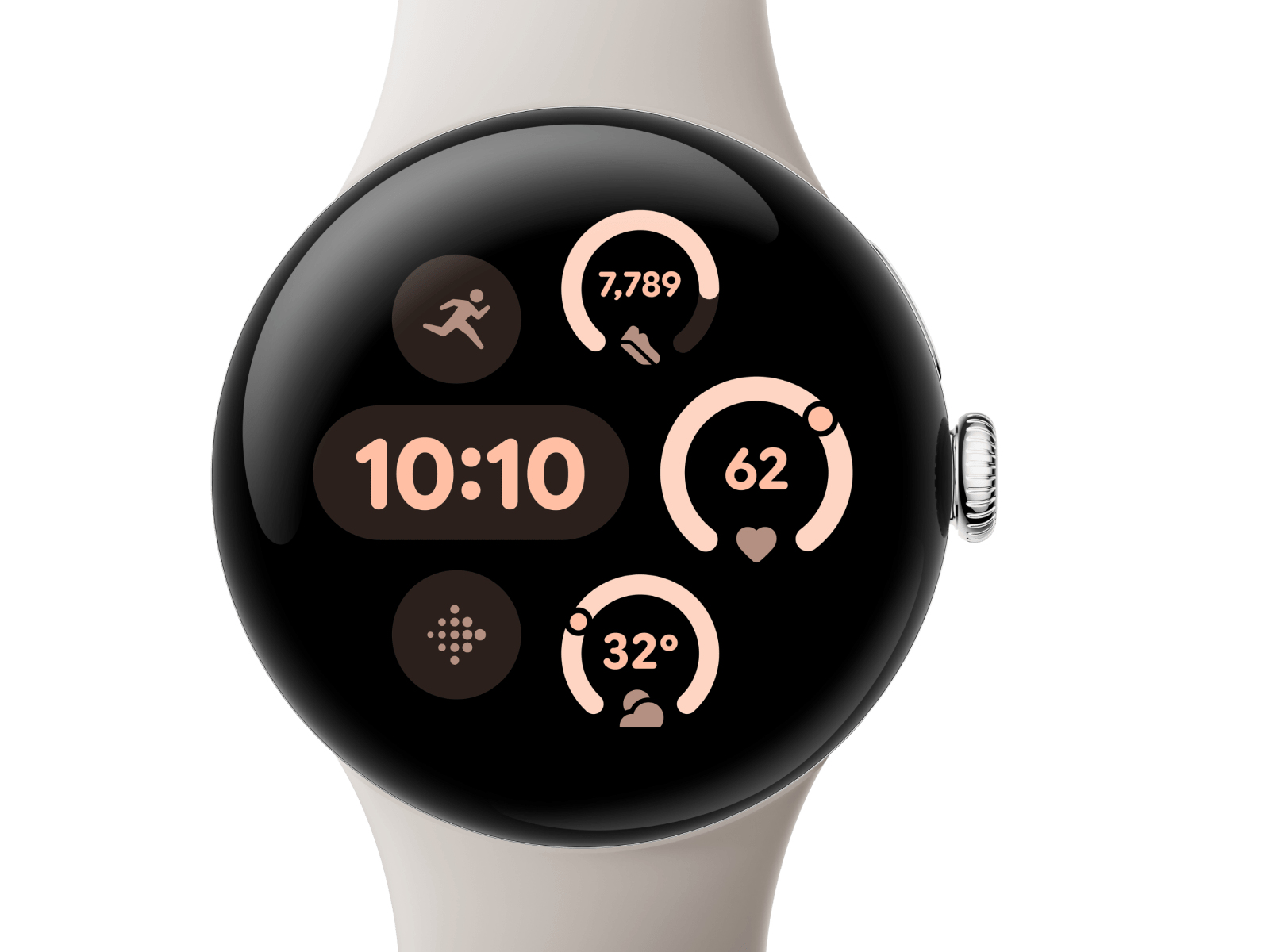 Google Pixel Watch 3 (Wi-Fi) 41mm Polished Silver mit Sportarmband Porcelain