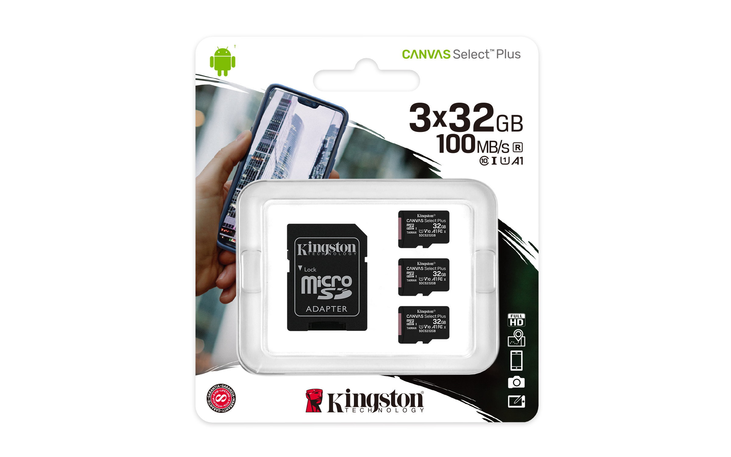 Kingston Canvas Select Plus - 32 GB - MicroSDHC - Klasse 10 - UHS-I - 100 MB/s - Class 1 (U1)