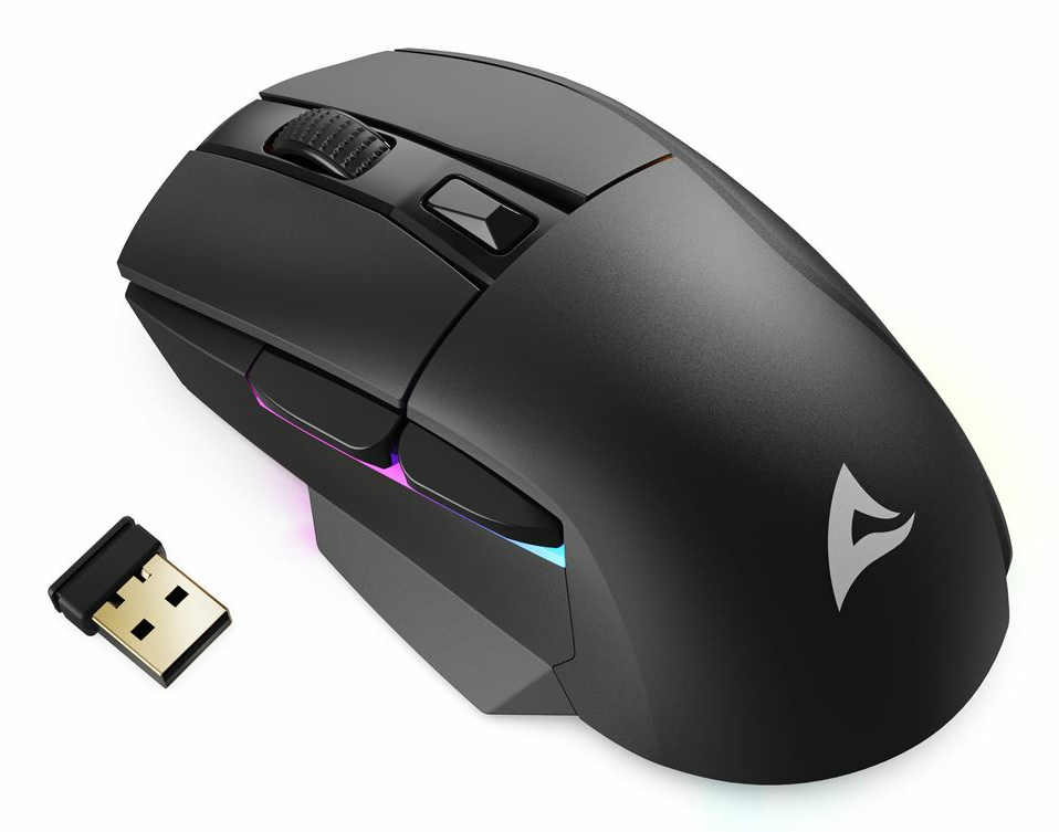 Sharkoon SKILLER SGM50W - Maus - optisch - 6 Tasten - kabellos, kabelgebunden - 2.4 GHz, USB-C - kab