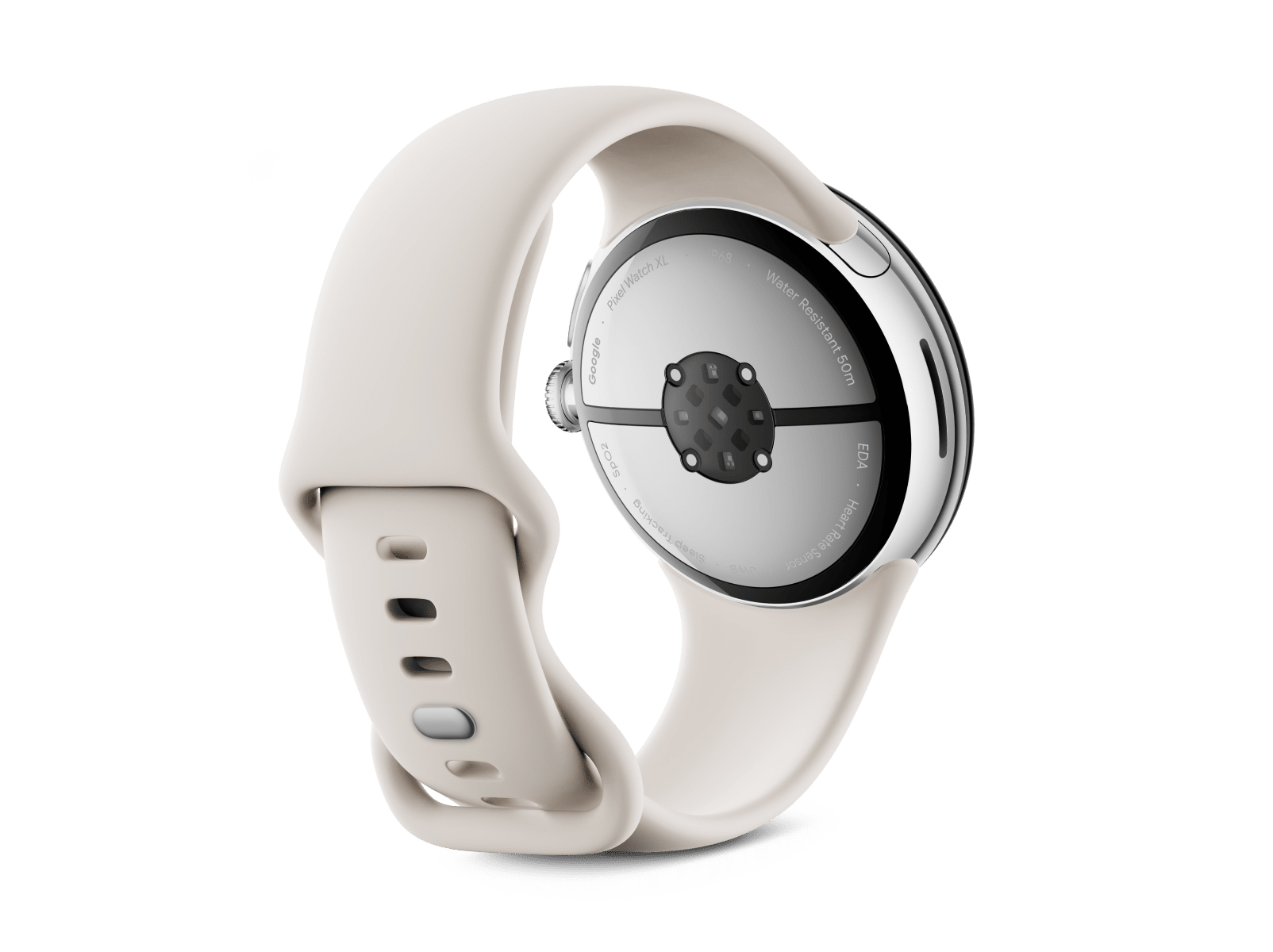 Google Pixel Watch 3 (Wi-Fi) 45mm Polished Silver mit Sportarmband Porcelain