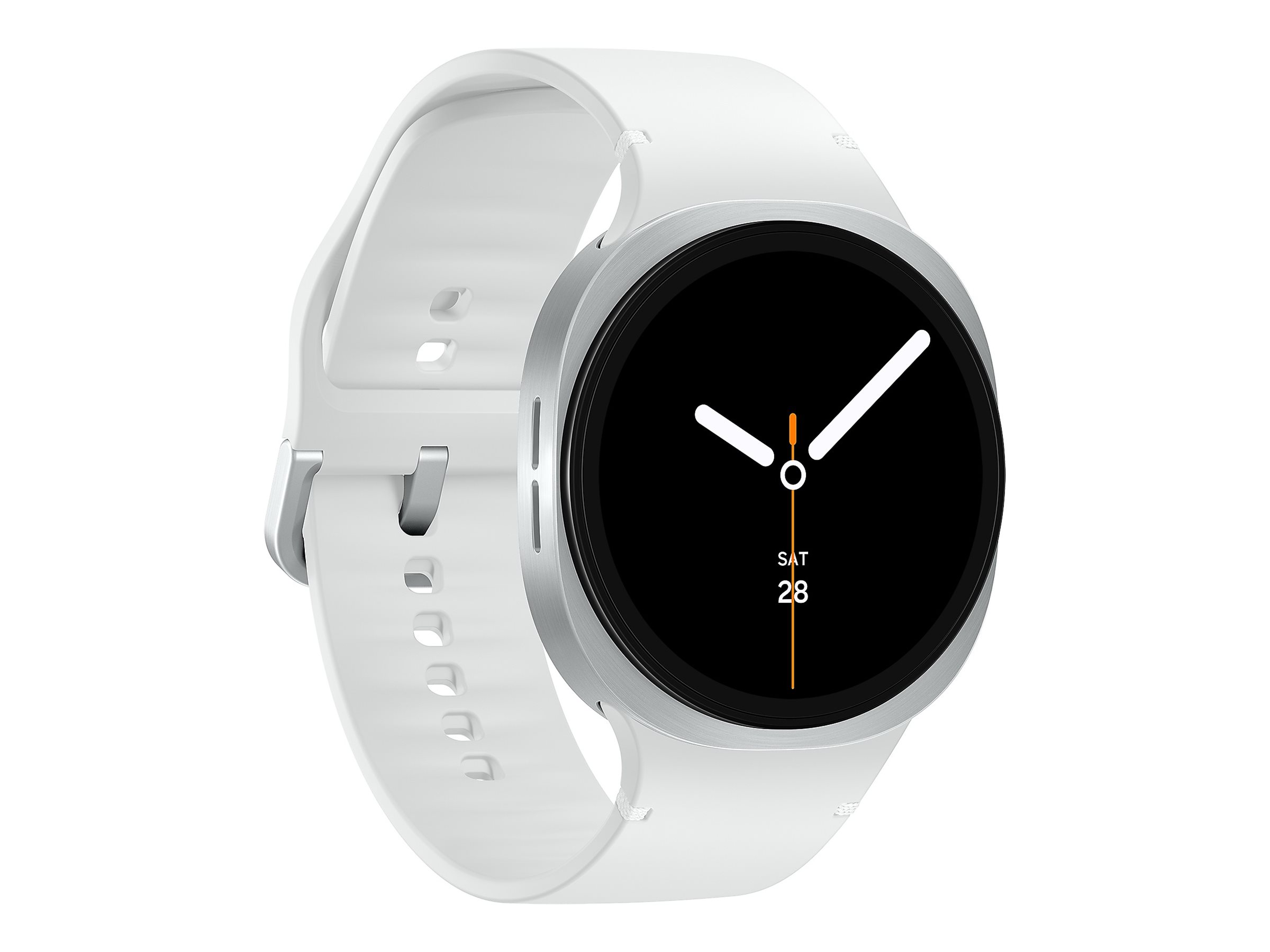 Samsung Galaxy Watch8 - 44 mm - silber - intelligente Uhr mit Sportband - Gummi - weiß - Bandgröße: