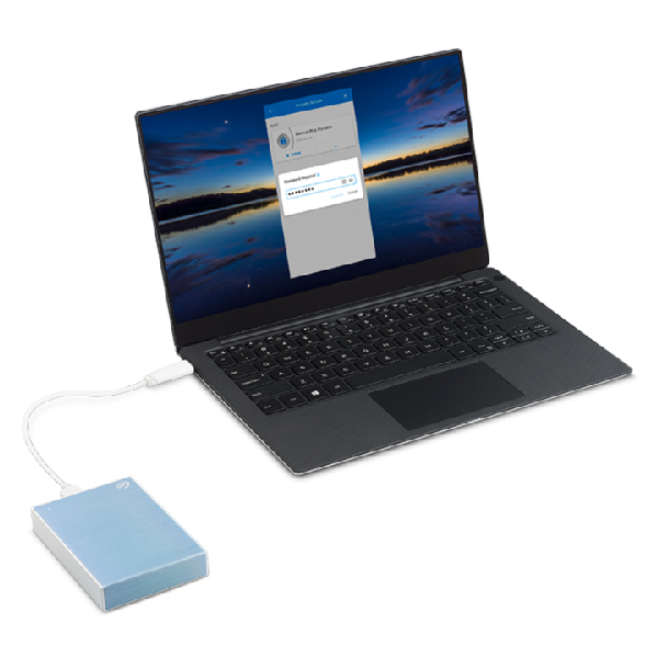 Seagate One Touch Portable HDD with Password Light Blue +Rescue 2TB, USB 3.0 Micro-B