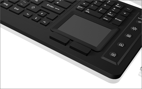 KeySonic KSK-6231 INEL (UK) Hygienetastatur, Industrietastatur, Beleuchtung, Touchpad, Schwarz, 2 Ma
