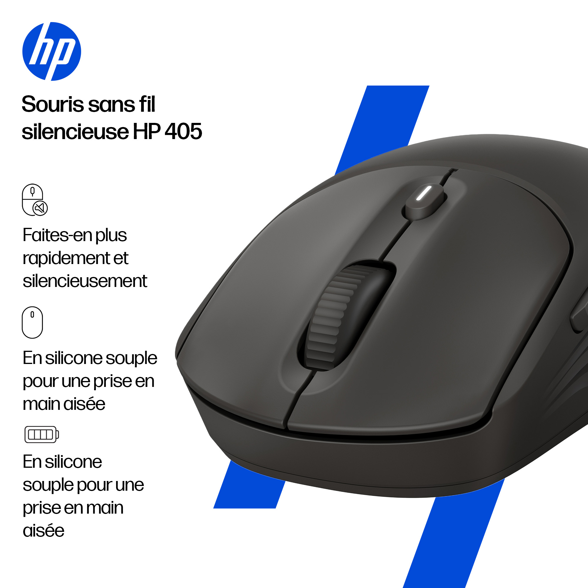 HP 405 - Maus - leise - rechts- und linkshändig - optisch - 5 Tasten - kabellos - Bluetooth 5.2, 2.4