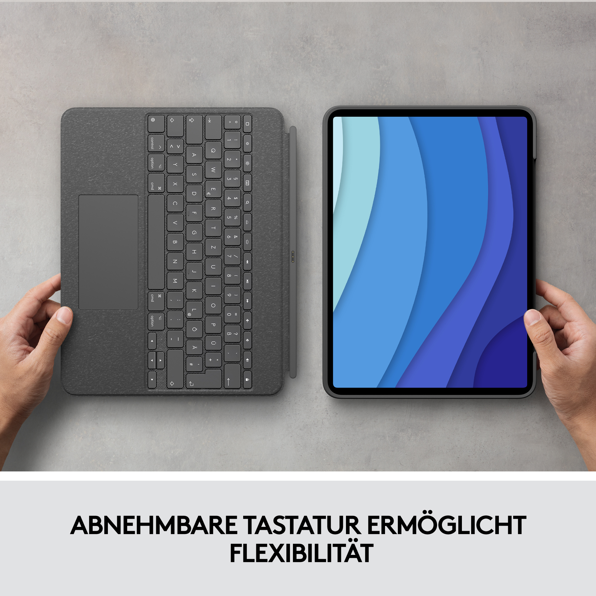 Logitech Combo Touch - Tastatur und Foliohülle - mit Trackpad - hintergrundbeleuchtet - Apple Smart