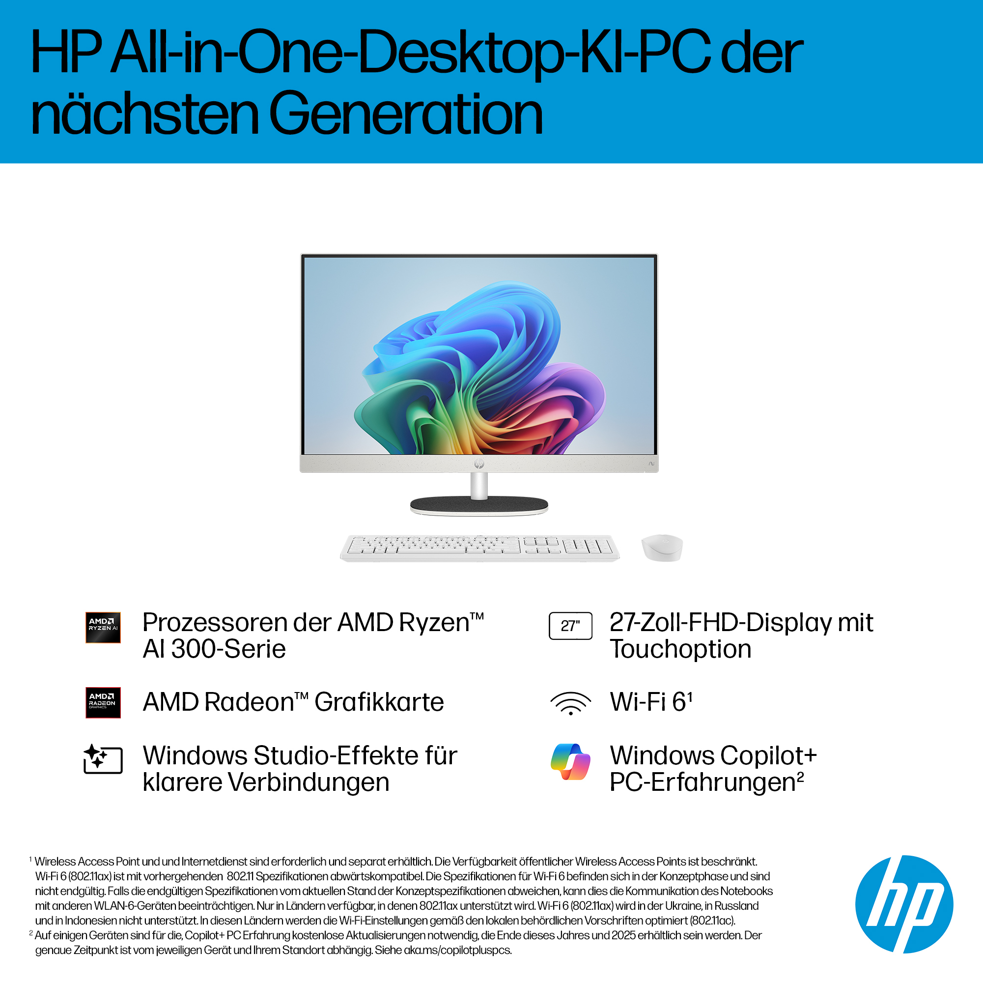 HP Next Gen 27-ct2073ng - All-in-One (Komplettlösung) - Ryzen AI 7 350 - RAM 16 GB - SSD 512 GB - NV