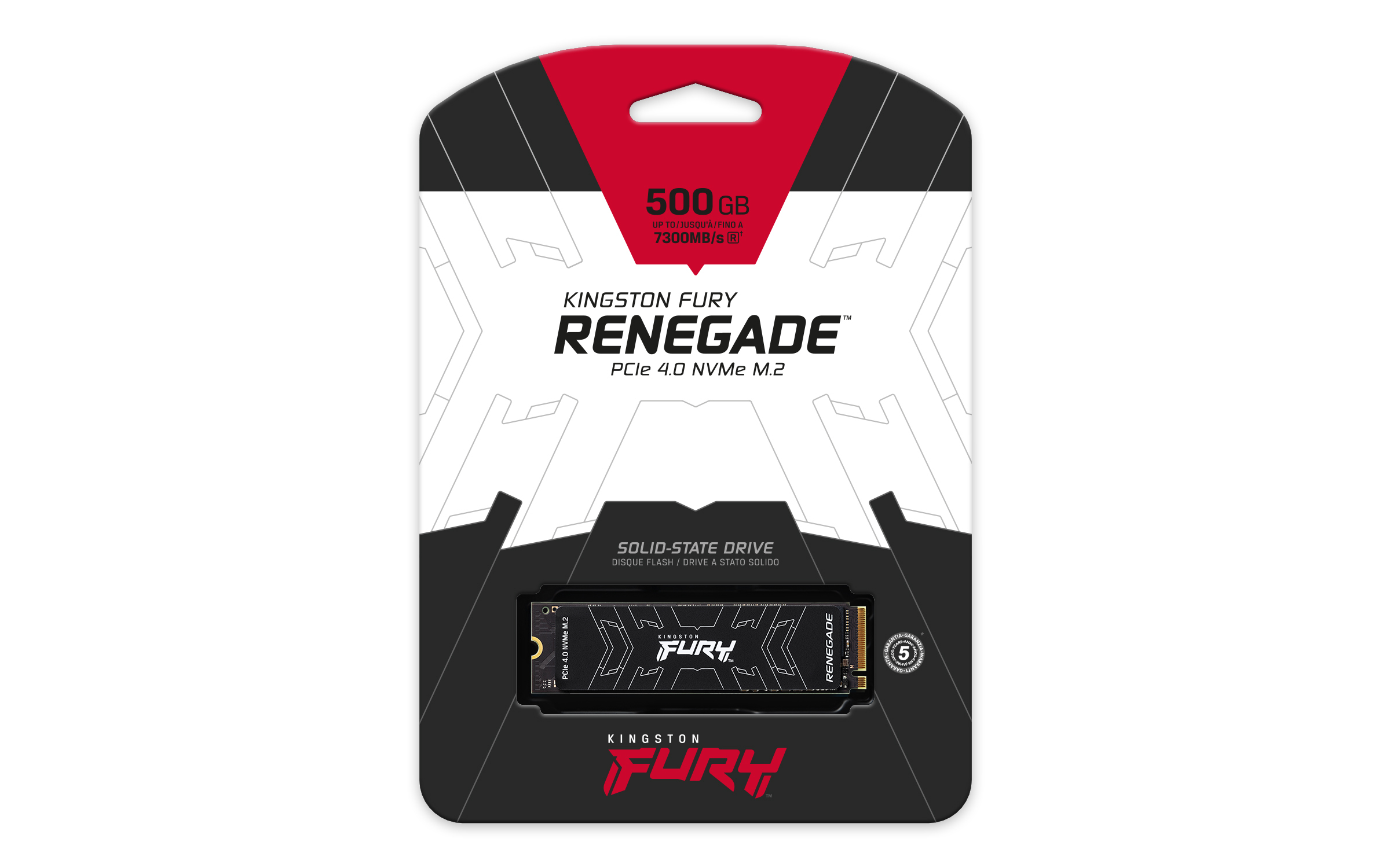 Kingston FURY RENEGADE SSD 500GB, M.2 2280 / M-Key / PCIe 4.0 x4, Kühlkörper