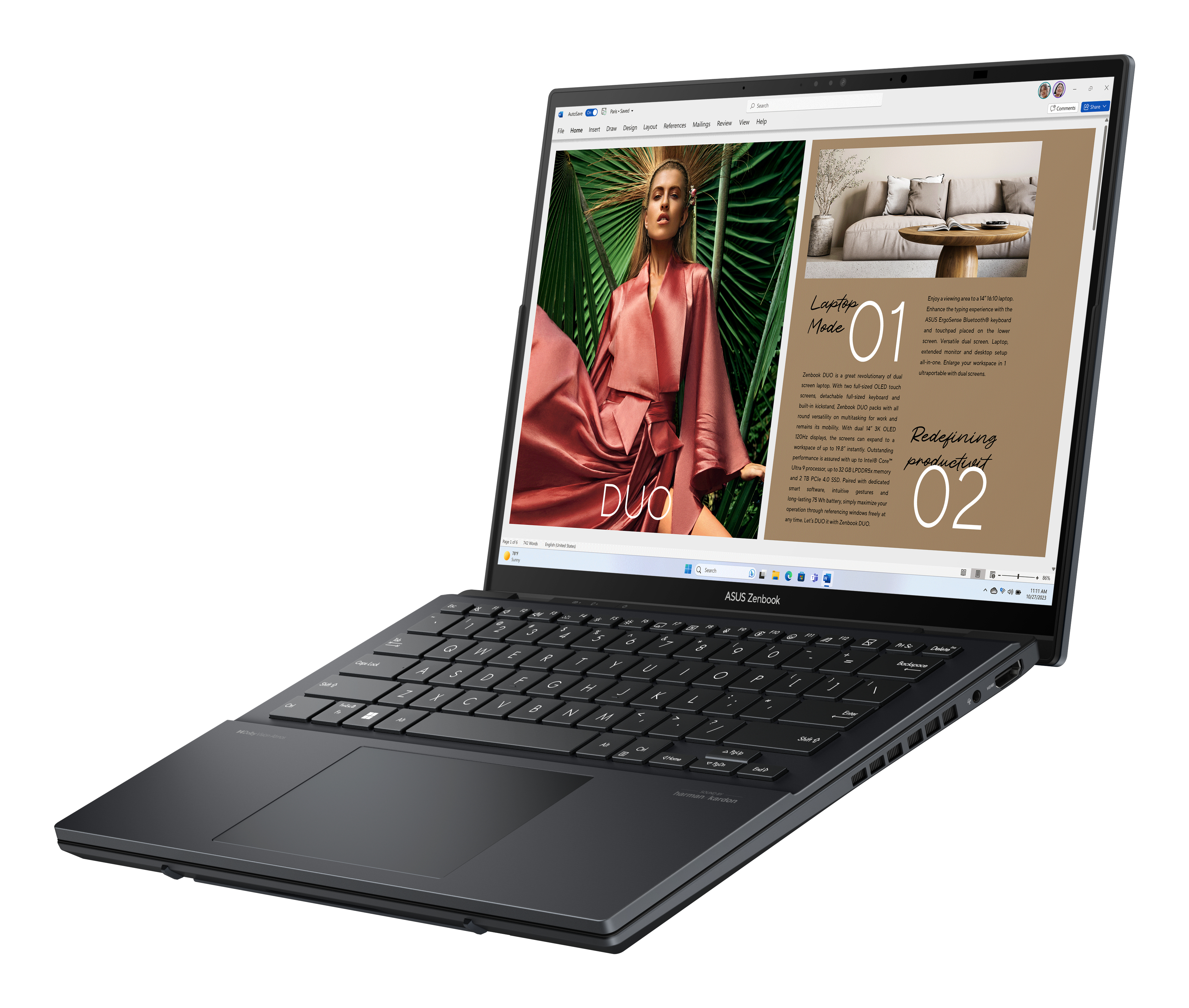 ASUS Zenbook Duo UX8406MA-QL308X, 14" WUXGA Touch, Core Ultra 7 155H, 16GB, 1TB, Win11 Pro