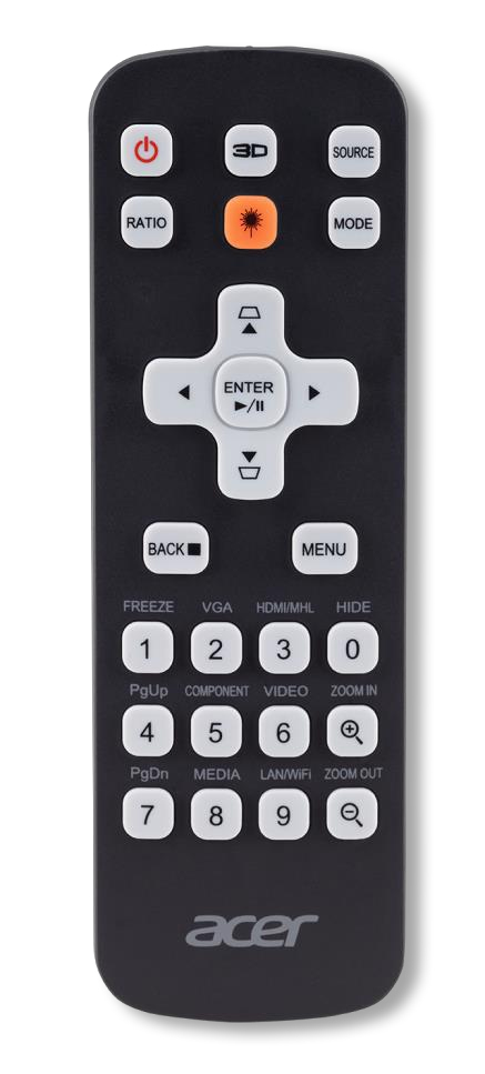 Acer MC.JMV11.00G, Universal, IR Wireless, Drucktasten, Schwarz