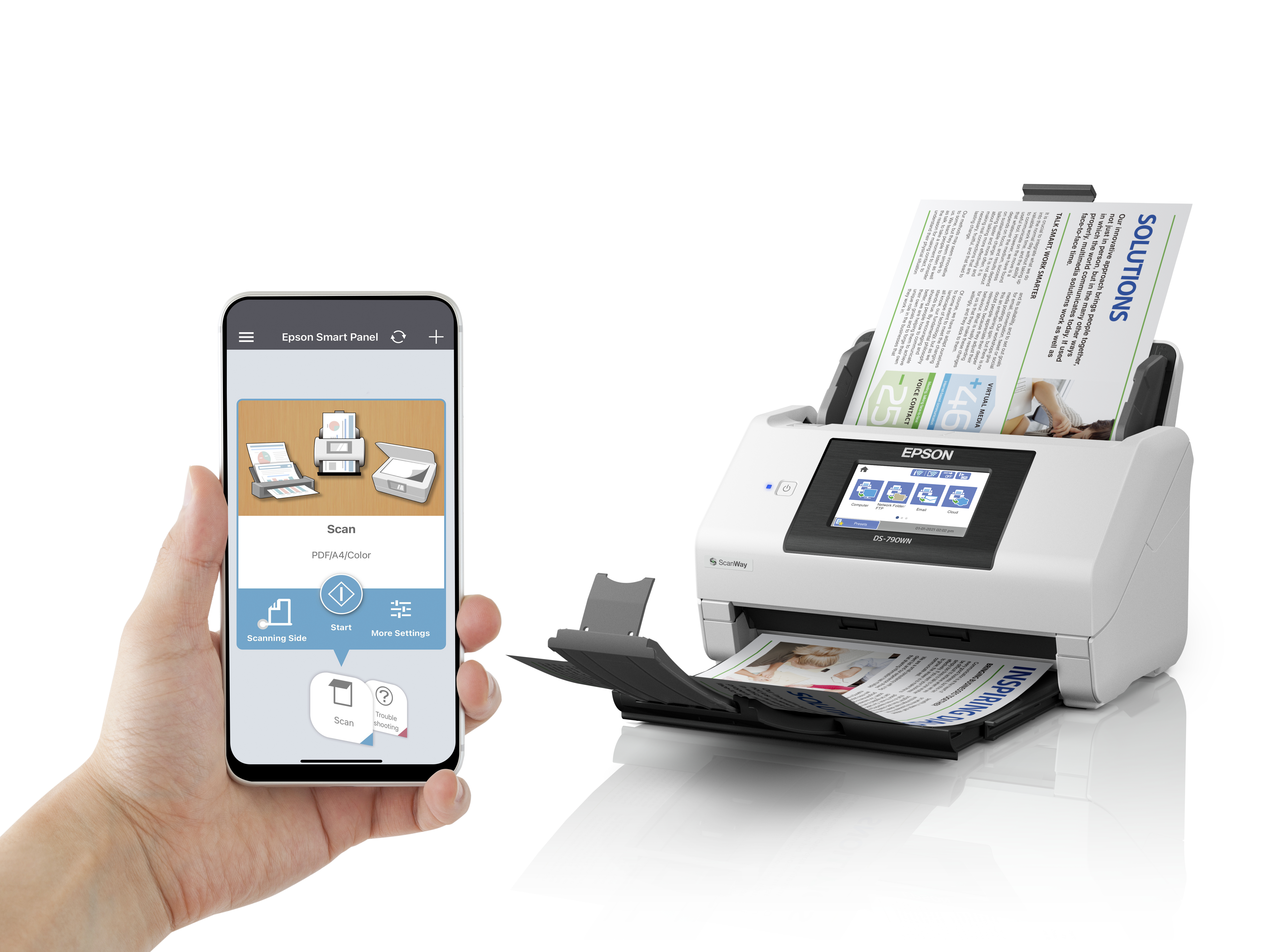 Epson WorkForce DS-790WN - Dokumentenscanner - Duplex - A4/Legal - 600 dpi x 600 dpi - bis zu 45 Sei