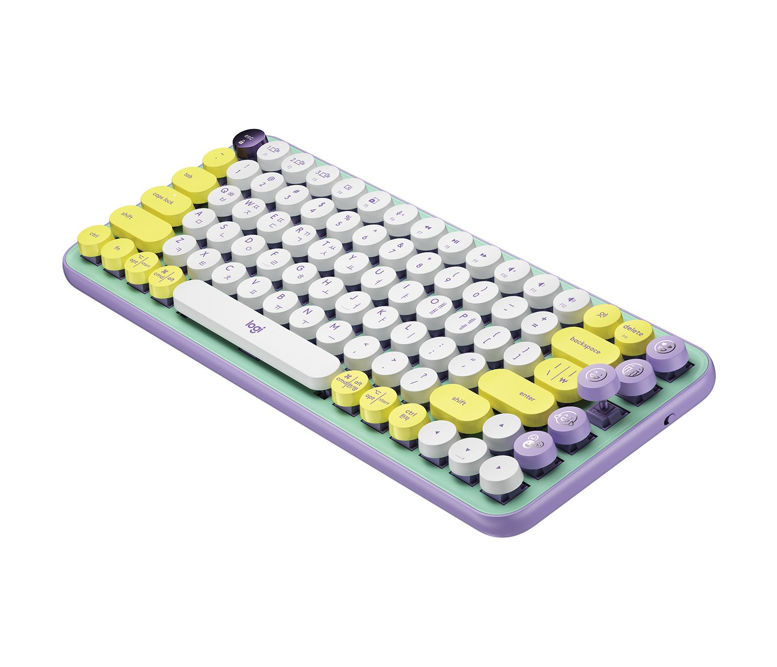 Logitech Pop Keys, Mini, Kabellos, RF Wireless + Bluetooth, Mechanischer Switch, QWERTY, Mintfarbe,