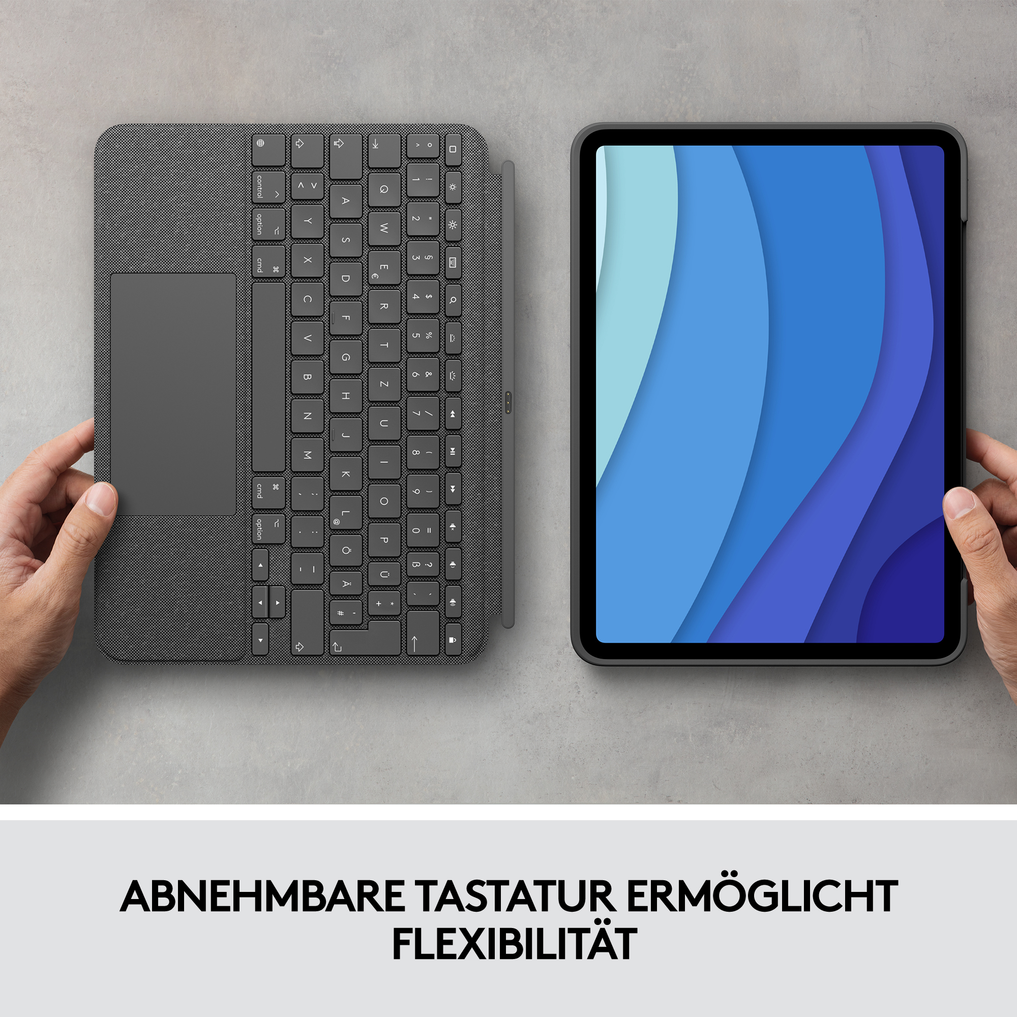 Logitech Combo Touch - Tastatur und Foliohülle - mit Trackpad - hintergrundbeleuchtet - Apple Smart
