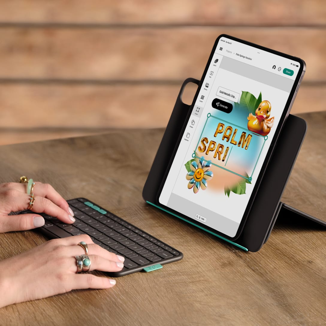 Logitech Flip Folio - Tastatur und Foliohülle - full size - kabellos - Bluetooth 5.1 LE - QWERTZ - D