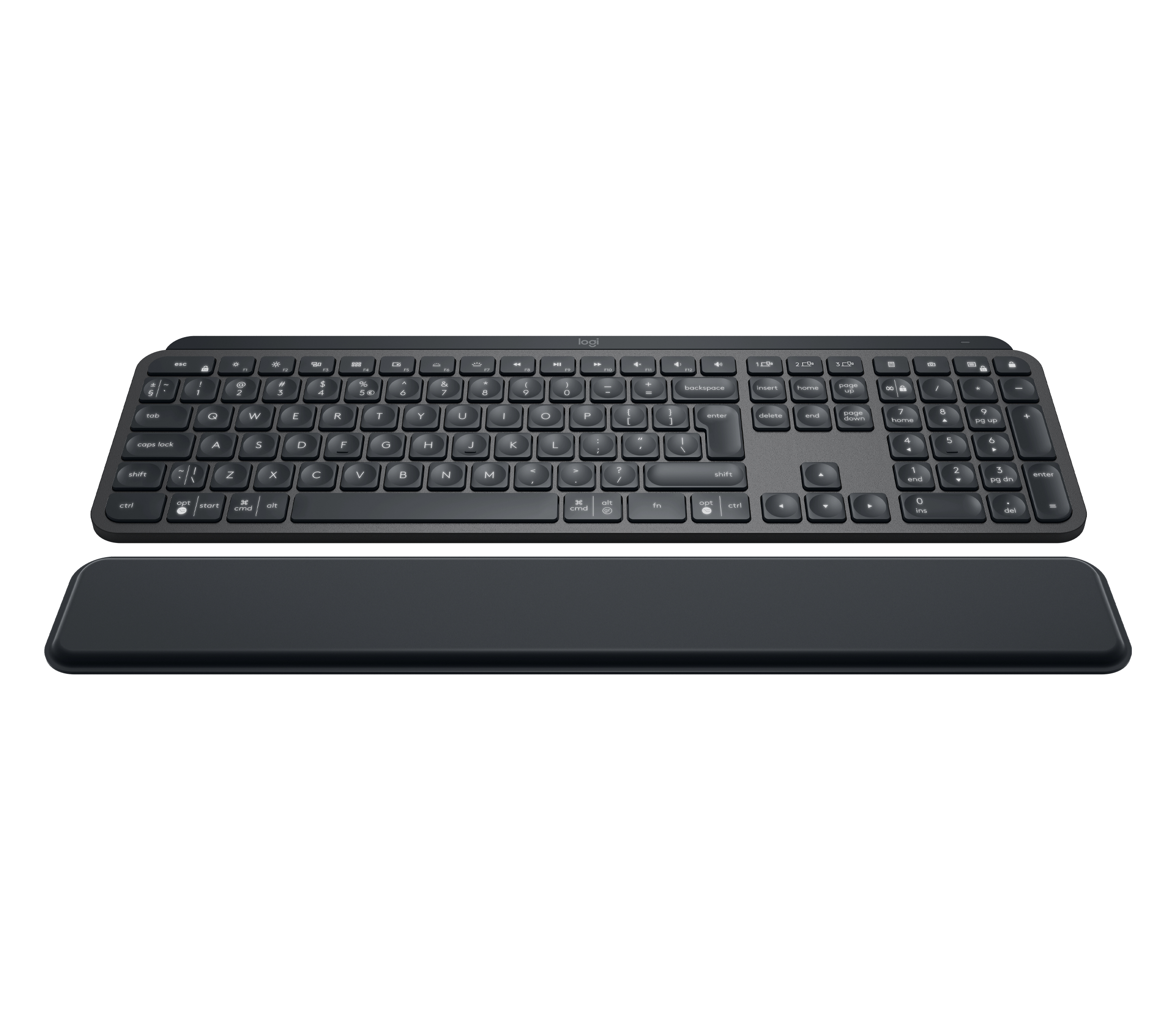 Logitech MX Keys Plus, Volle Größe (100%), Kabellos, RF Wireless + Bluetooth, Halbmechanischer Schlü