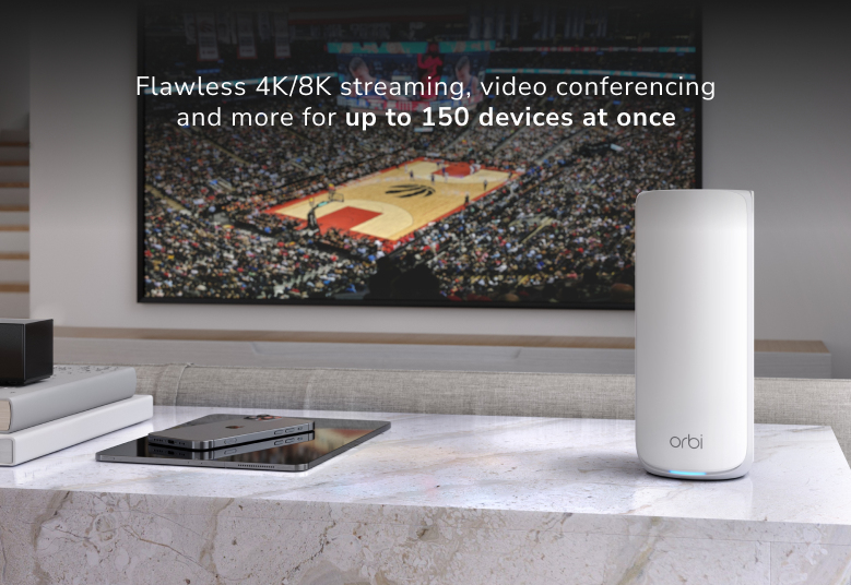 Netgear Orbi 870, Weiß, Intern, 700 m², Tri-Band (2,4 GHz/5 GHz/6 GHz), 11520 Mbit/s, 11520 Mbit/s