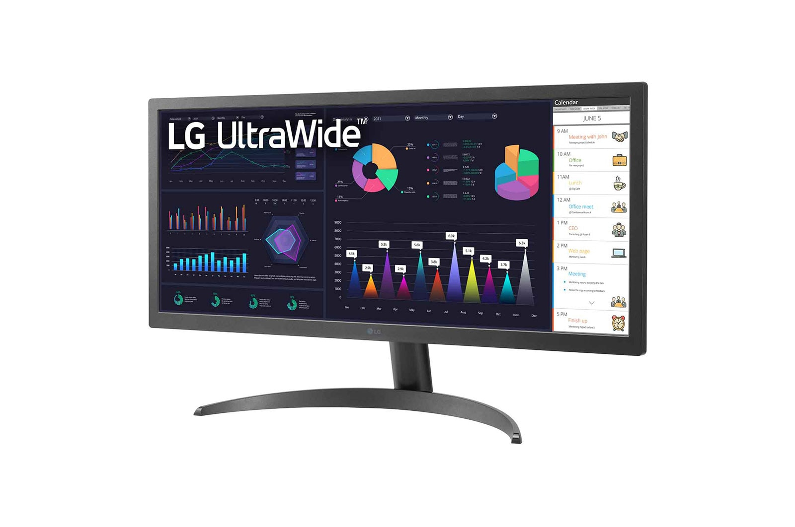LG 26WQ500-B, 65,3 cm (25.7"), 2560 x 1080 Pixel, 4K Ultra HD, LCD, 5 ms, Schwarz