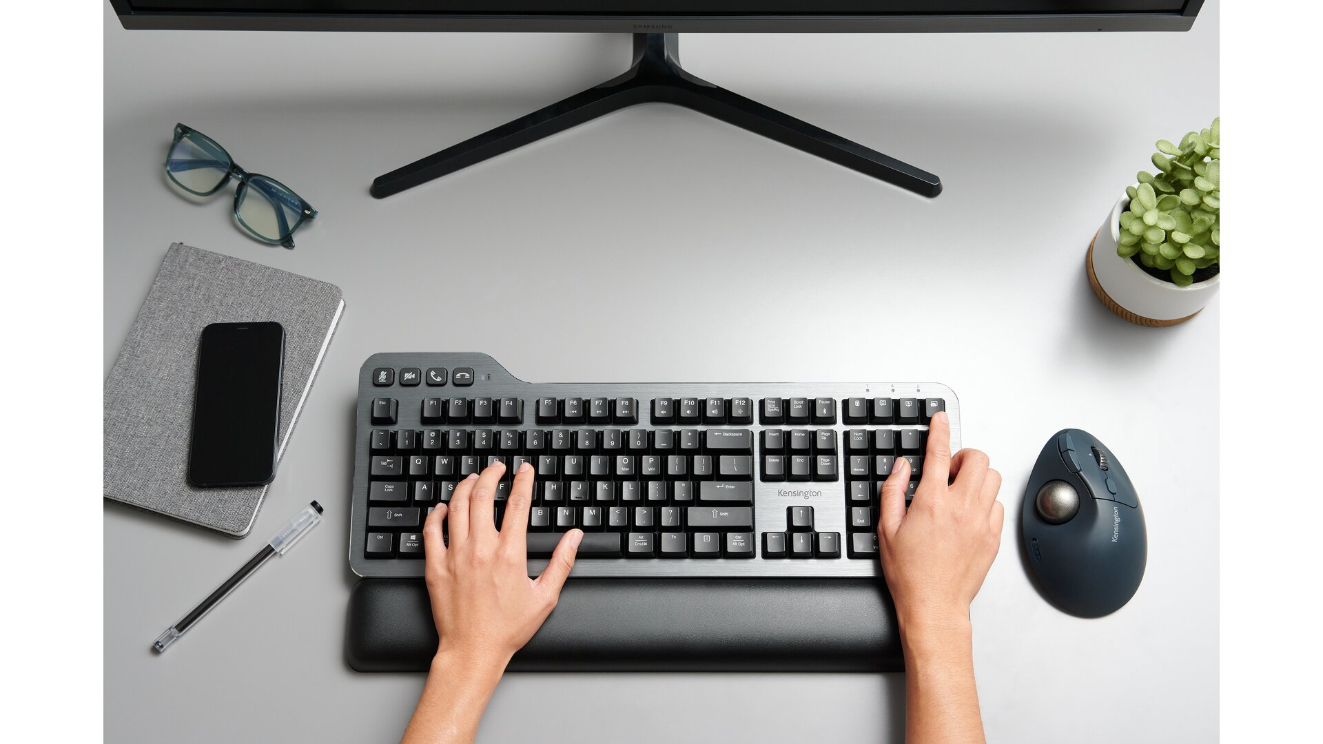 Kensington Pro Fit Ergo TB550 Trackball EQ - Trackball - ergonomisch - optisch - 9 Tasten - kabellos