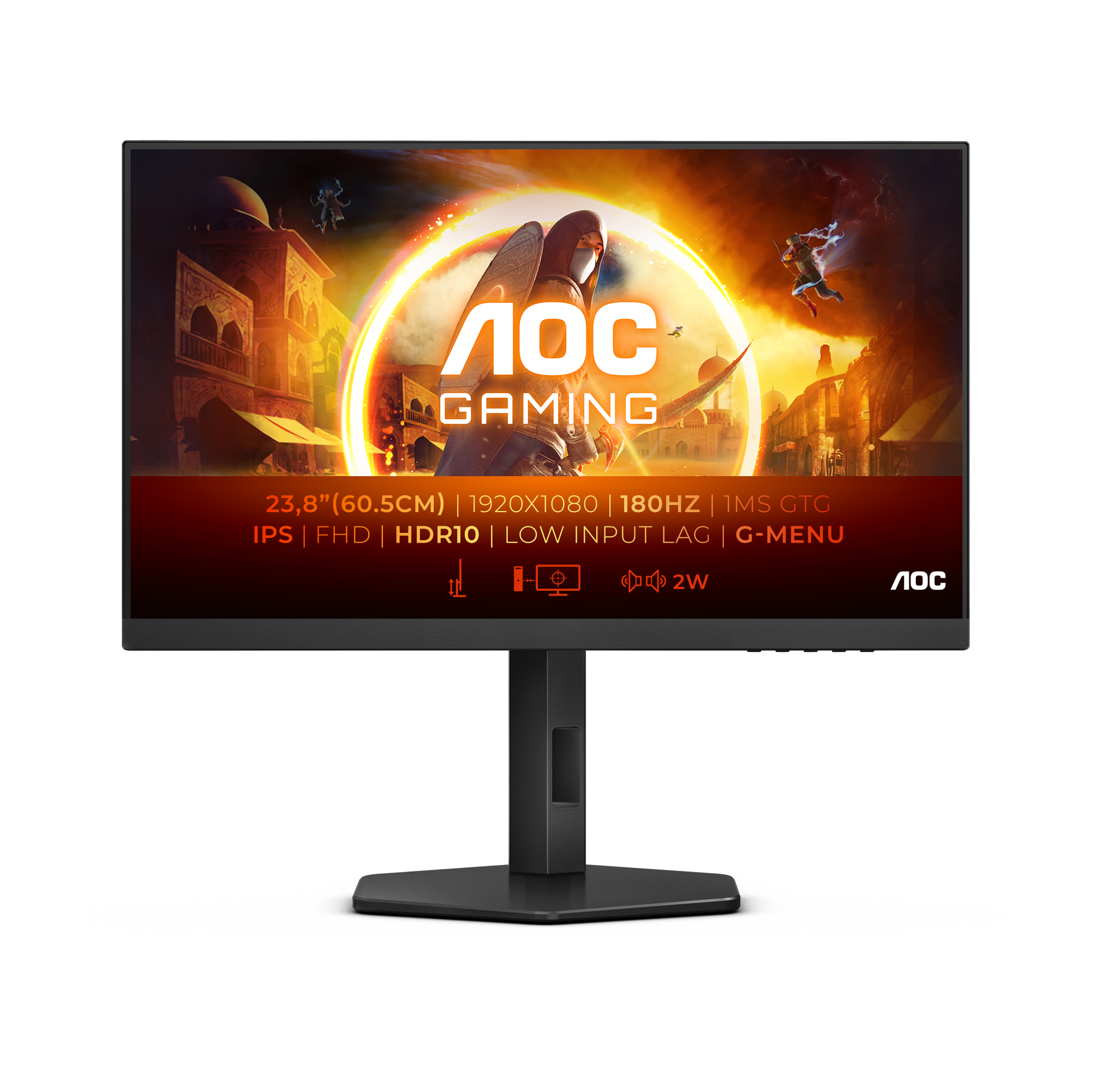 AOC 24G4X Monitor 60.5 cm (23.8") Full HD, IPS, 1ms, HDMI, Displayport