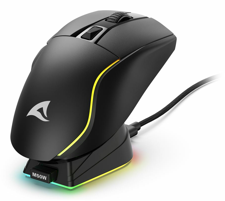 Sharkoon SKILLER SGM50W - Maus - optisch - 6 Tasten - kabellos, kabelgebunden - 2.4 GHz, USB-C - kab