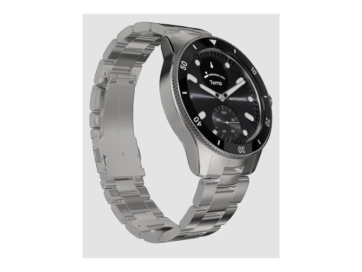 WITHINGS ScanWatch Nova - 42 mm - Edelstahl - Hybrid Smart Watch mit Oyster Metal Armband - Metall -
