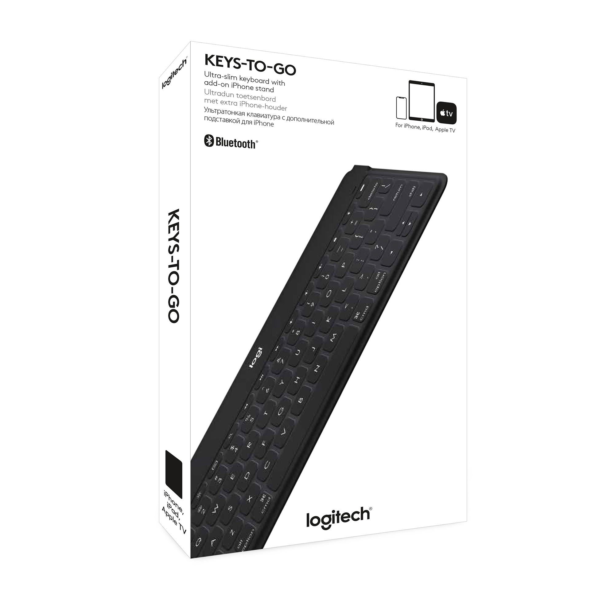 Logitech Keys-To-Go, QWERTZ, Schweiz, Schwarz, Kabellos, Bluetooth, Akku