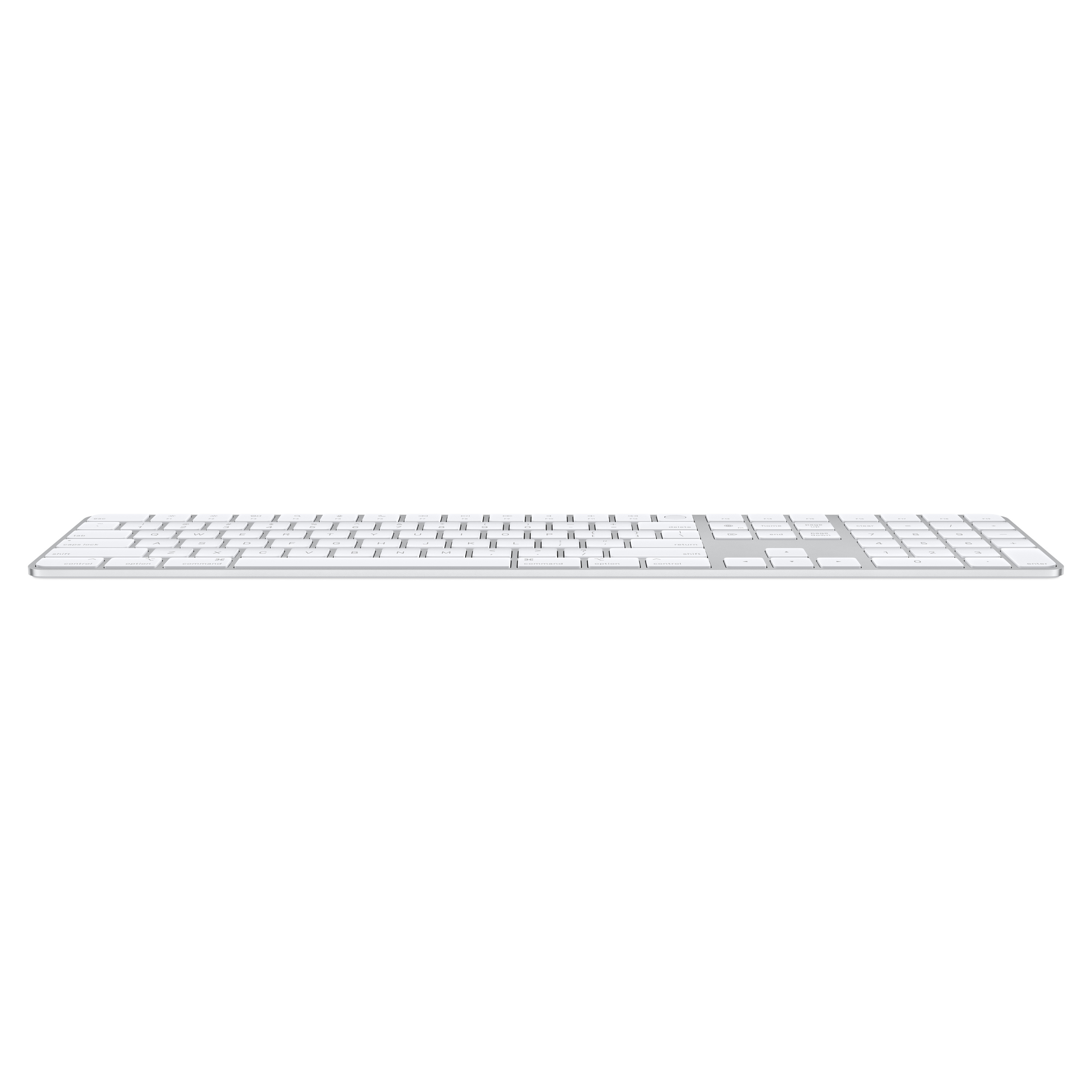 Apple Magic, Volle Größe (100%), Verkabelt & Kabellos, USB + Bluetooth, Aluminium, Weiß