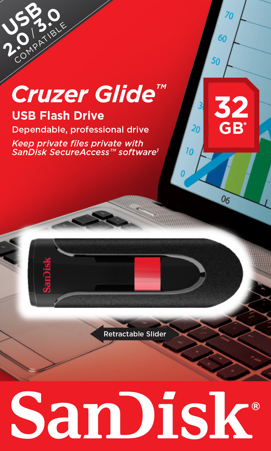 SanDisk Cruzer Glide - USB-Flash-Laufwerk - 32