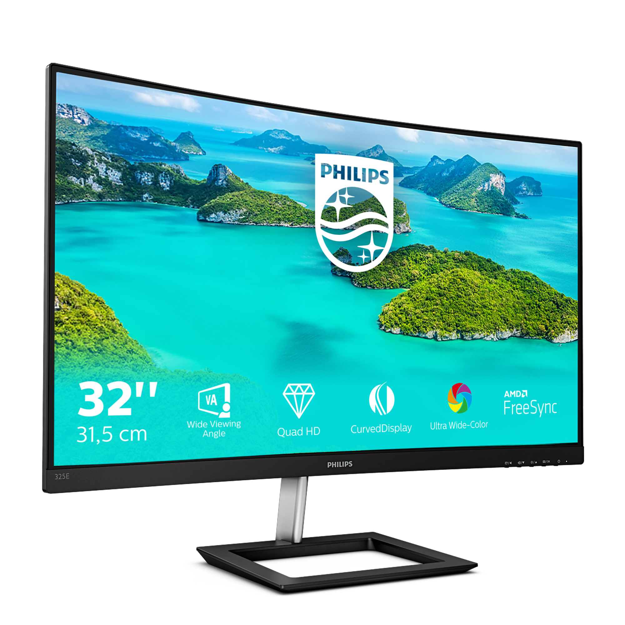 Philips E-line 325E1C Curved-Monitor 81.3cm (32") WQHD, VA, 4ms, HDMI, Displayport