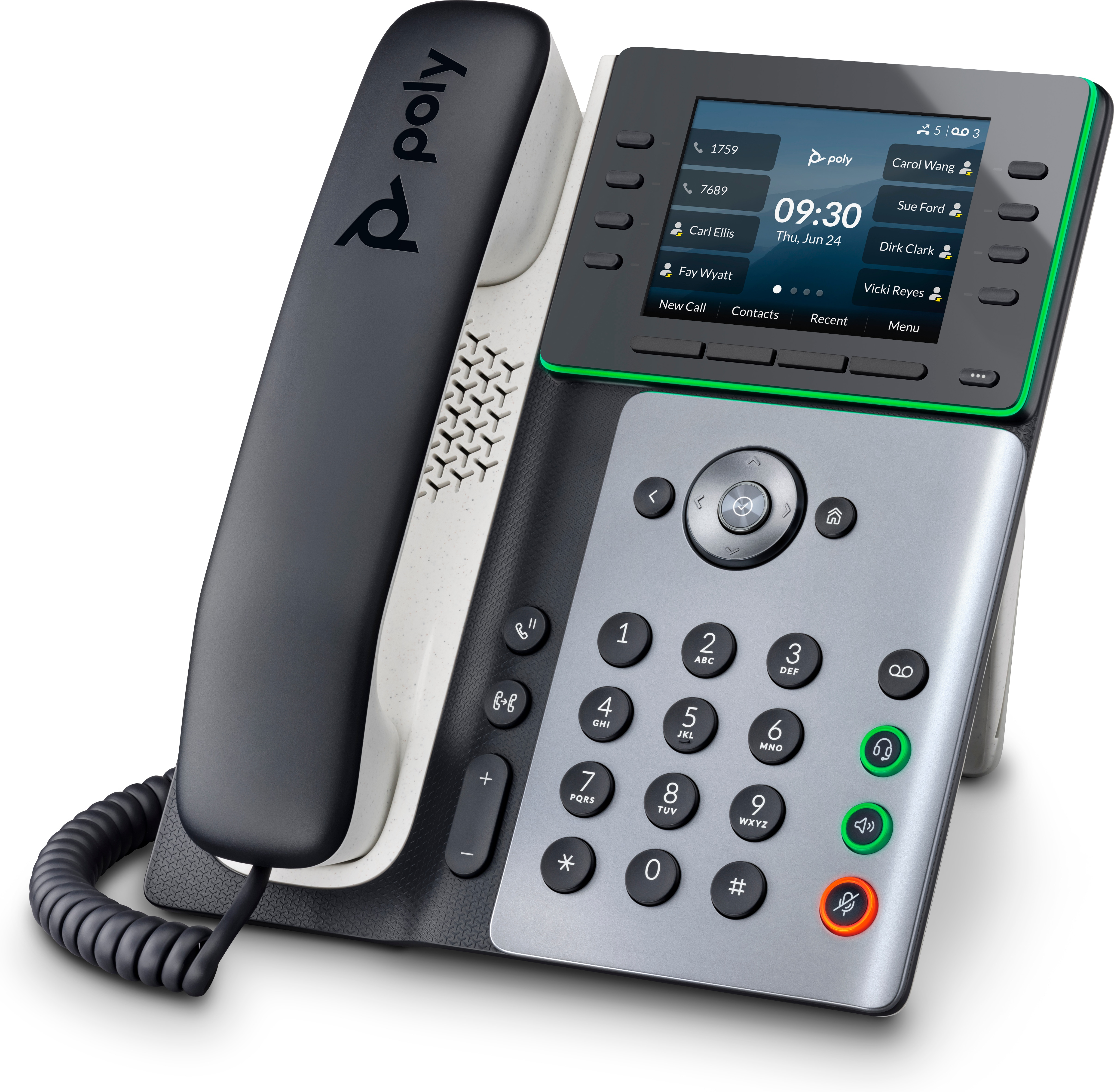 HP POLY Edge E300 IP Telefon und PoE-fähig, IP-Telefon, Schwarz, Kabelgebundenes Mobilteil, 8 Zeilen