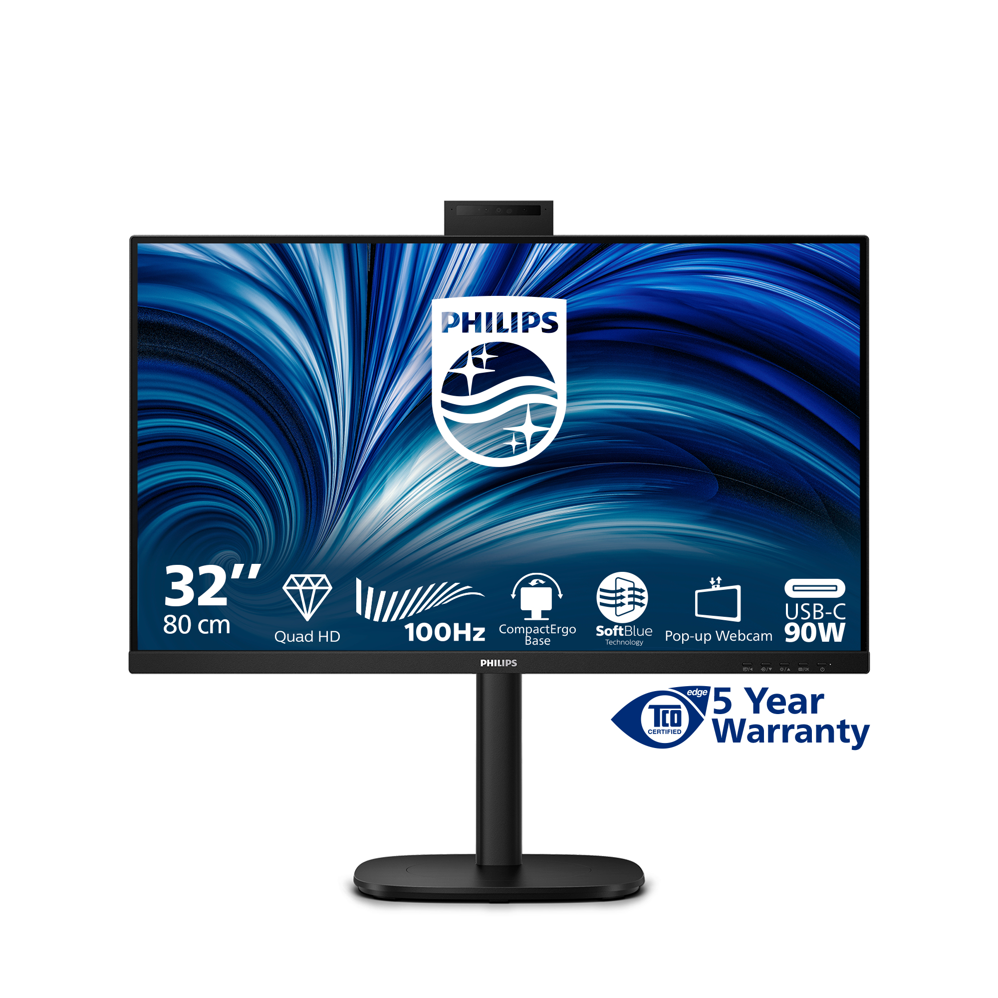 Philips 3000 Series 32B2U3601H Monitor 80cm (31.5") WQHD, IPS, 4ms, HDMI, Displayport, USB