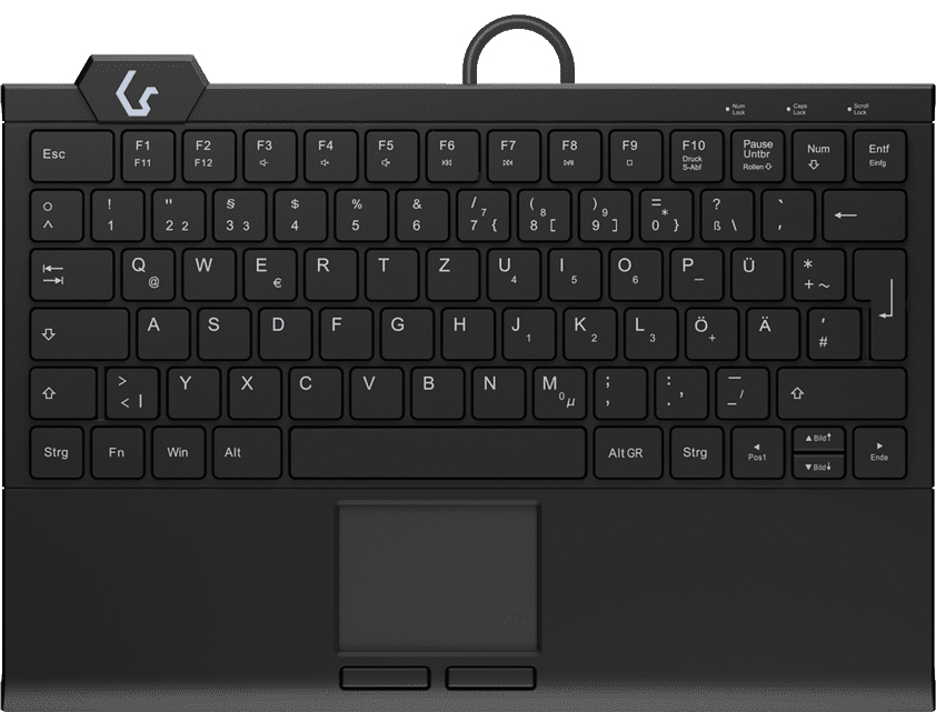 KeySonic KSK-5210ELU (DE) Mini Tastatur, Touchpad, Hintergrundbeleuchtung, schwarz, Kabelgebunden, U