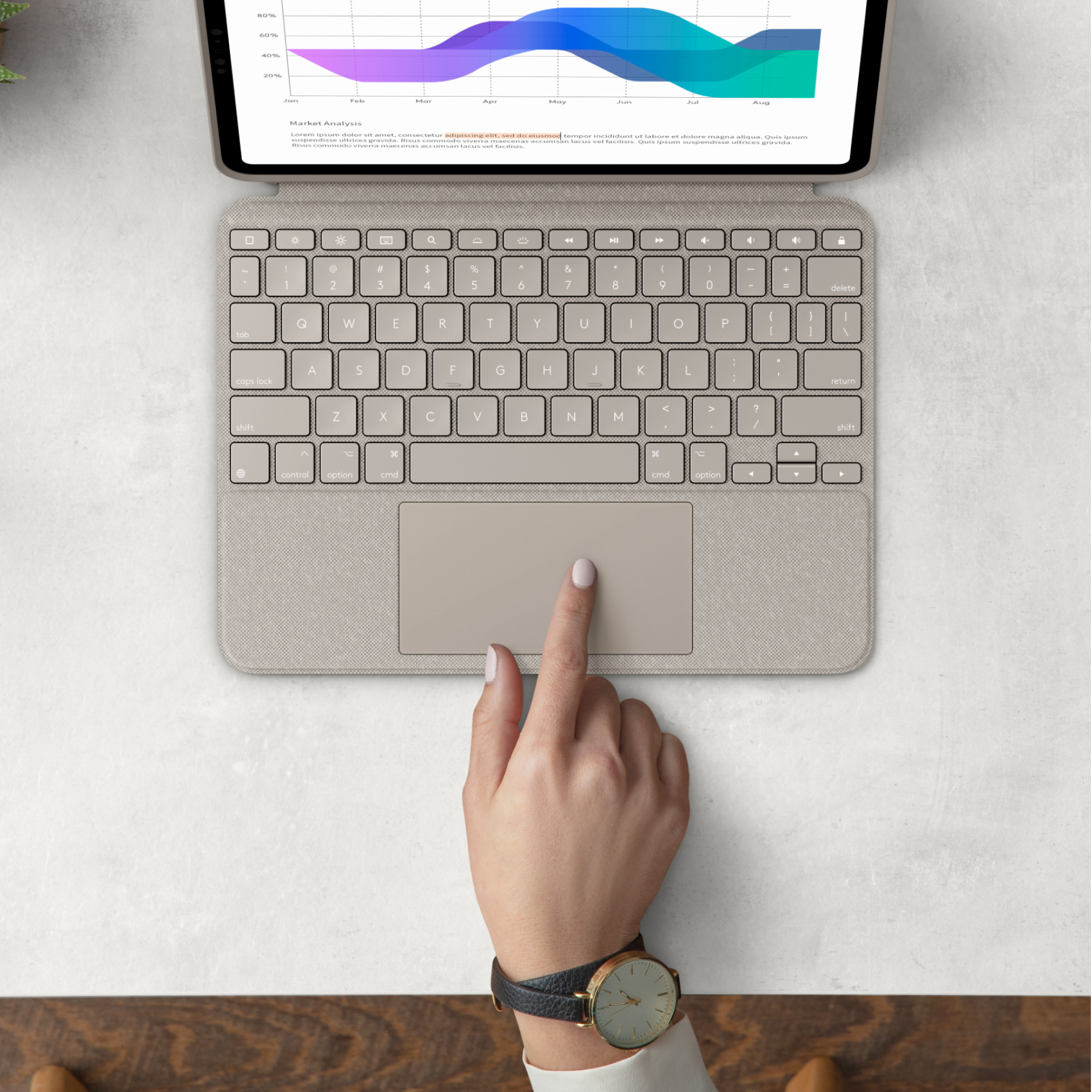 Logitech Combo Touch - Tastatur und Foliohülle - mit Trackpad - hintergrundbeleuchtet - Apple Smart