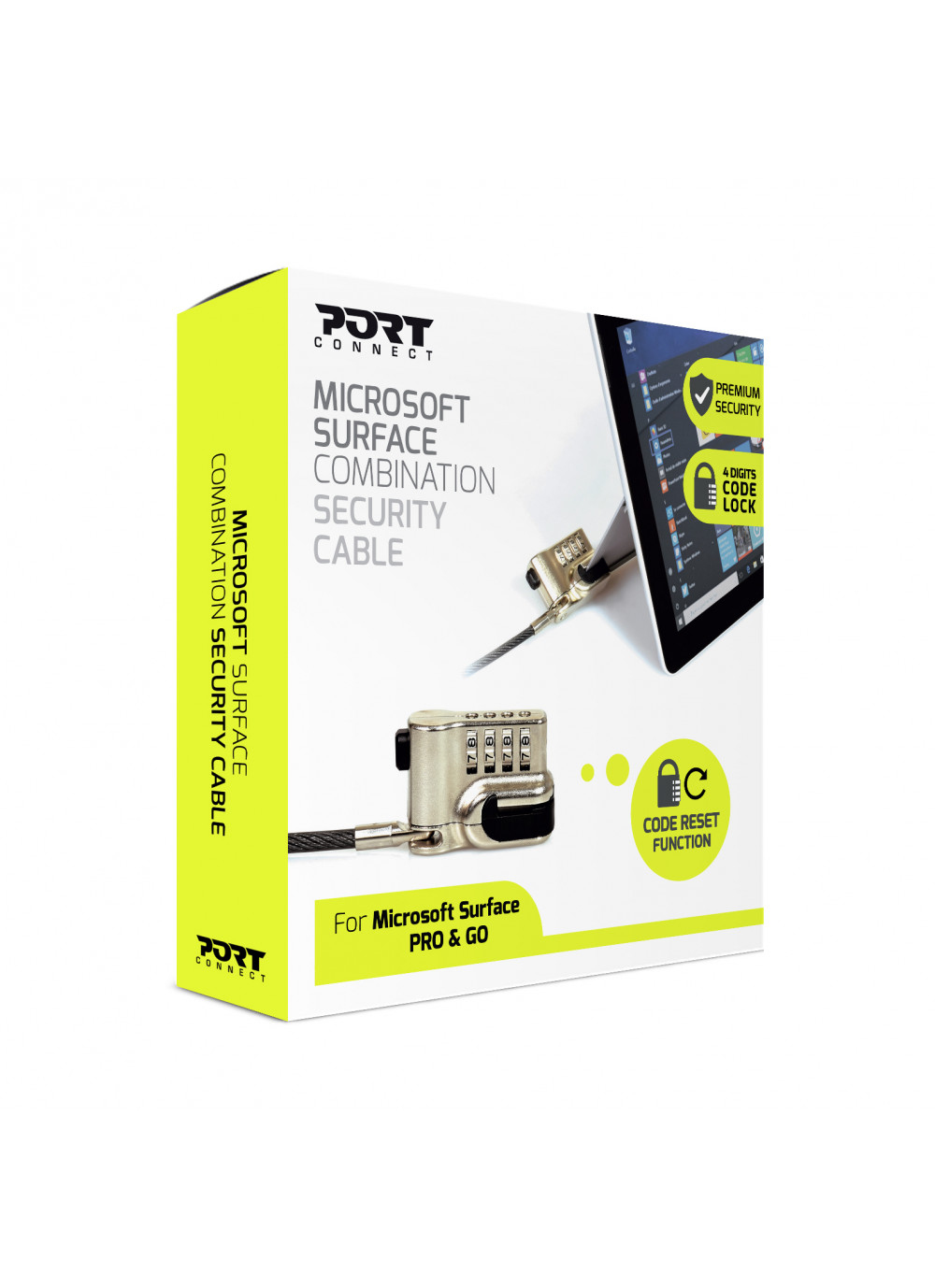 PORT Designs PORT - Notebook Locking Cable - 2 m - für Microsoft Surface Go, Go 2, Pro (Mitte 2017)