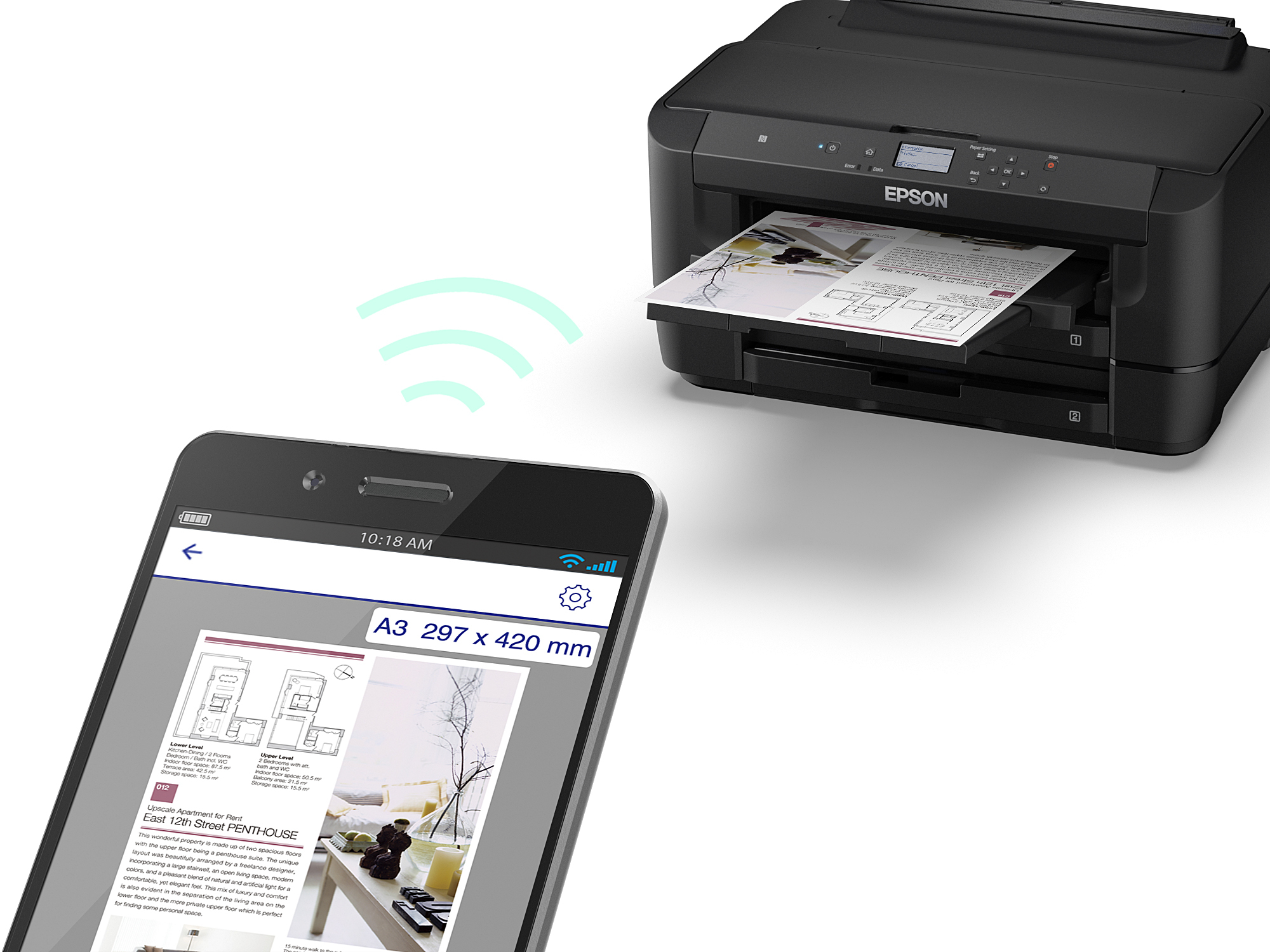 Epson WorkForce WF-7210DTW - Drucker - Farbe - Duplex - Tintenstrahl - A3 - 4.800 x 2.400 dpi - bis