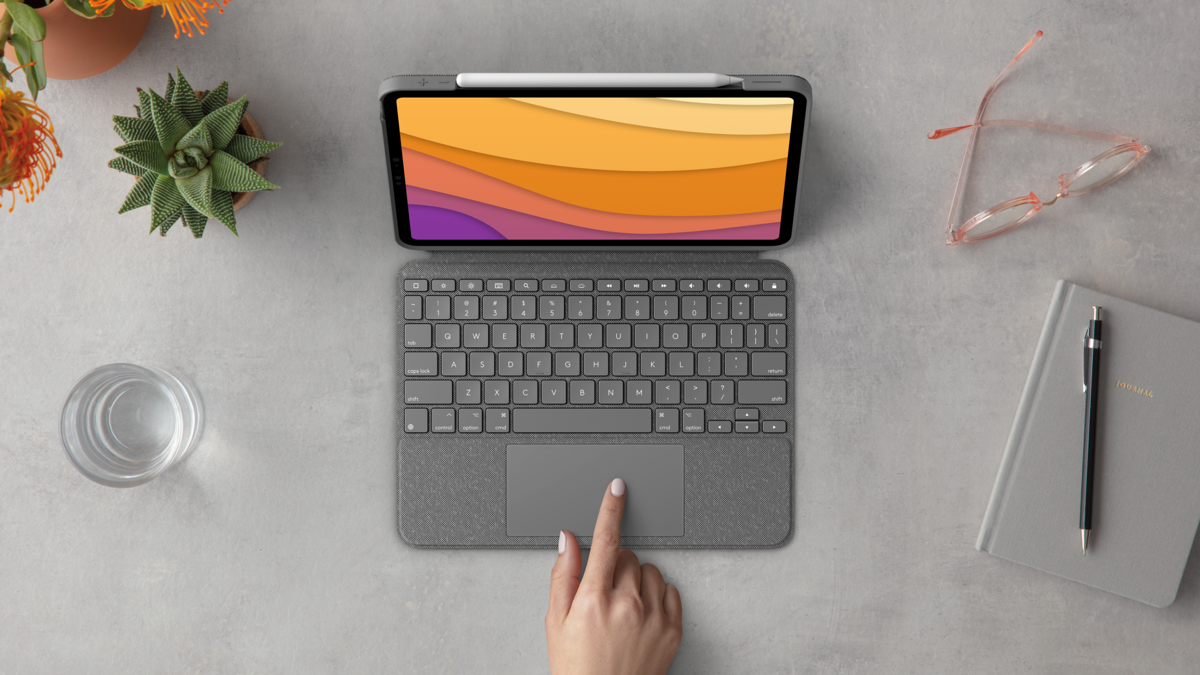Logitech Combo Touch, KeyboardDock für Apple iPad Air 4/Air 5 10.9" grau, DE
