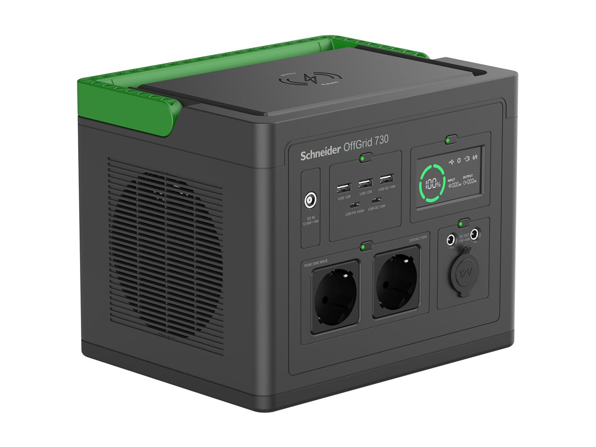 APC Schneider OffGrid 730 - Tragbares kraftwerk - LCD, Lithium-Ionen, 2 CEE 7/3 Schuko-Steckdosen, S